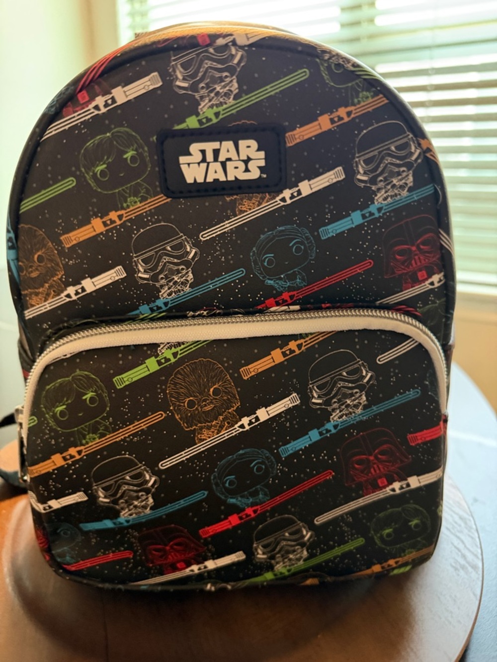Star Wars Kids Black Backpack with Multi-Color Character Lightsabers